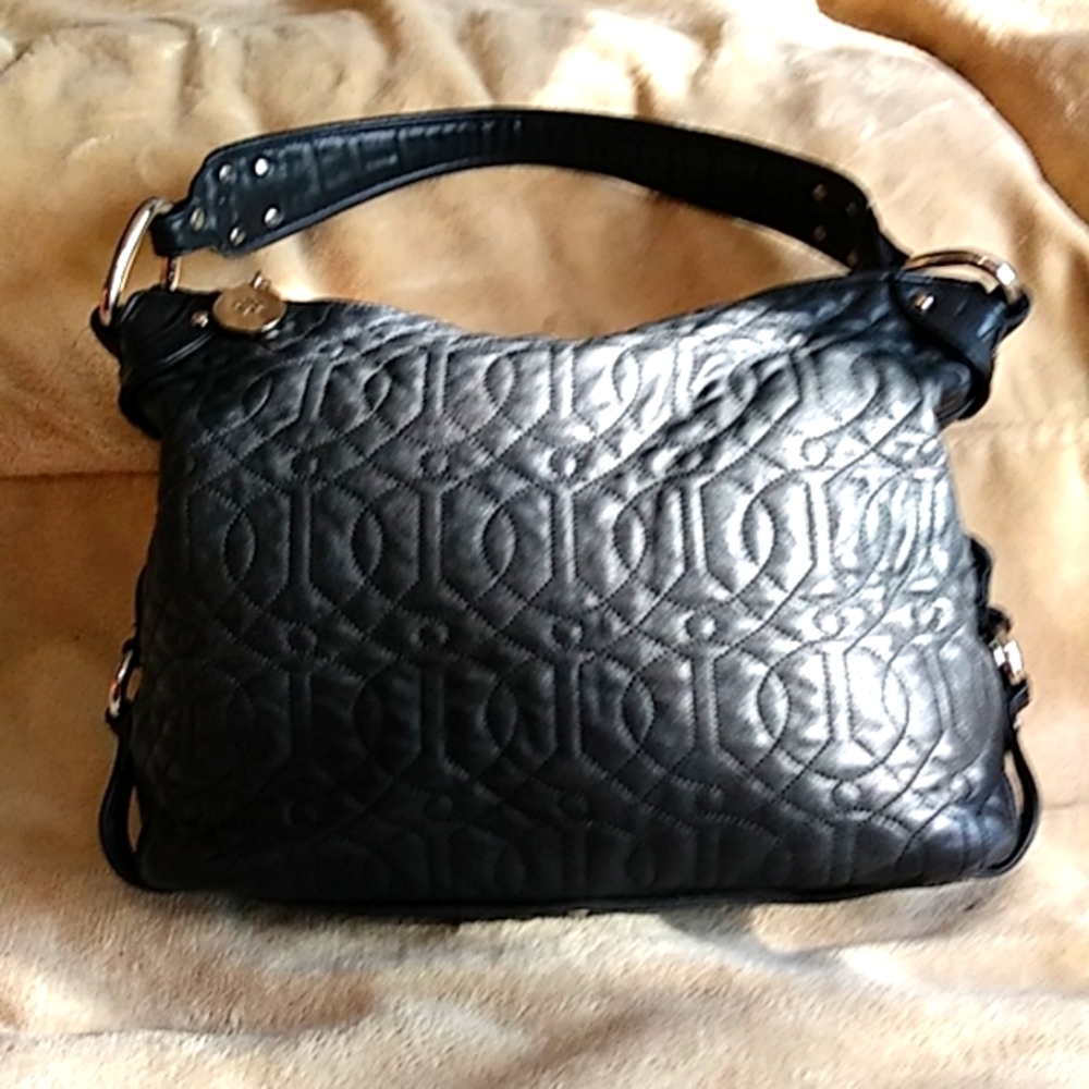 Donald J Pliner quilted leather black purse